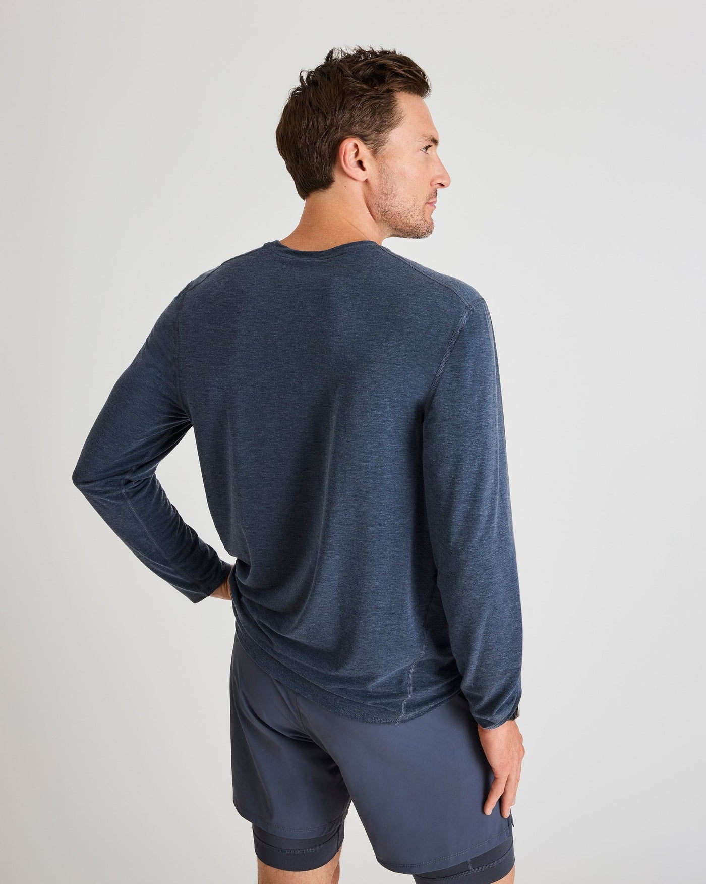 Clinton Long Sleeve in Heather Navy