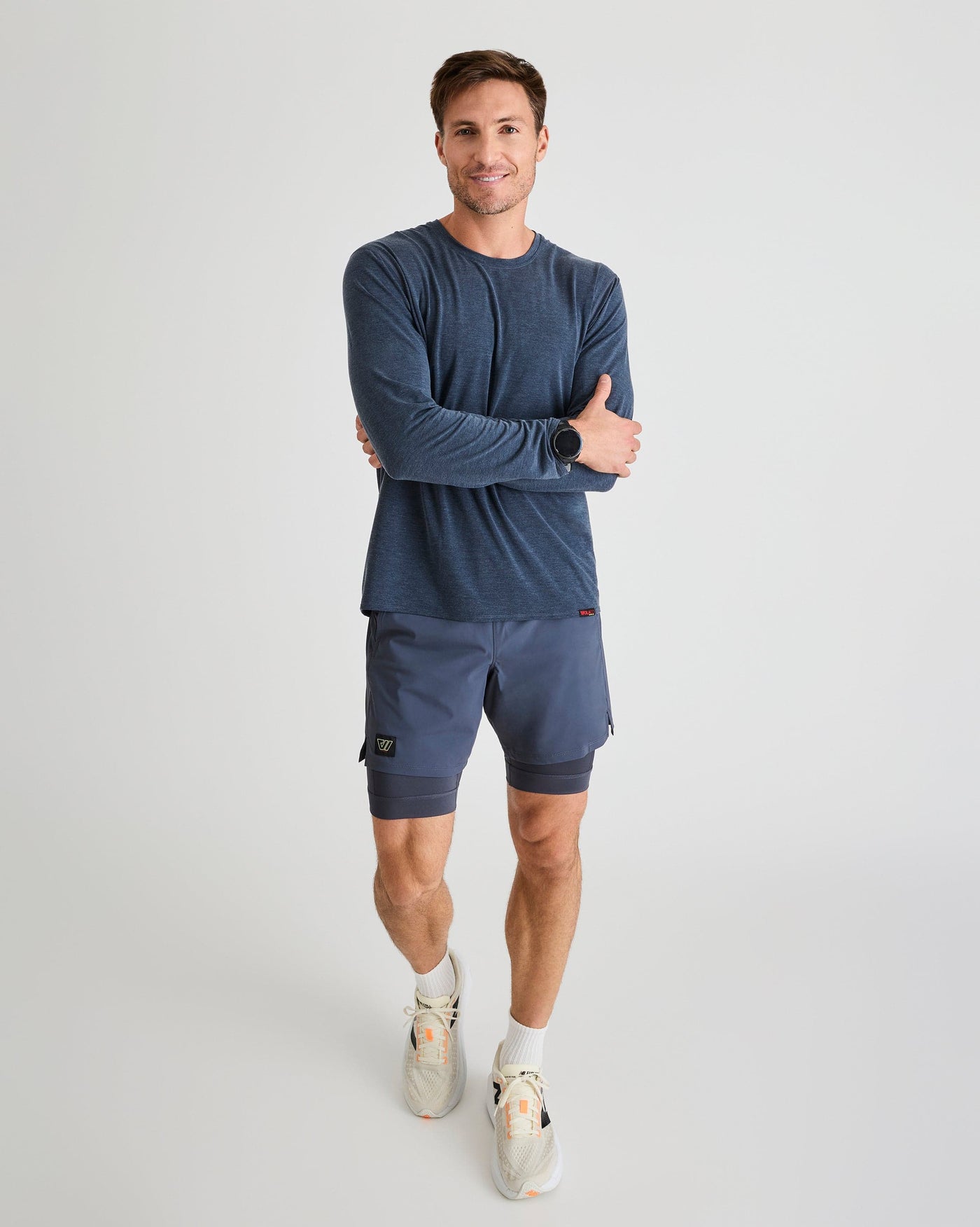 Clinton Long Sleeve in Heather Navy