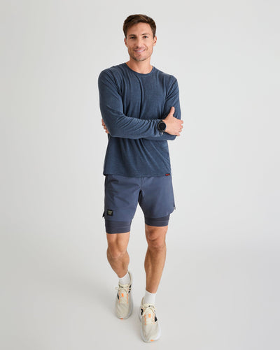 Clinton Long Sleeve in Heather Navy