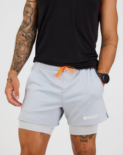 Signature Way of Life Mesh Grand 2-in-1 Short in Stone Grey