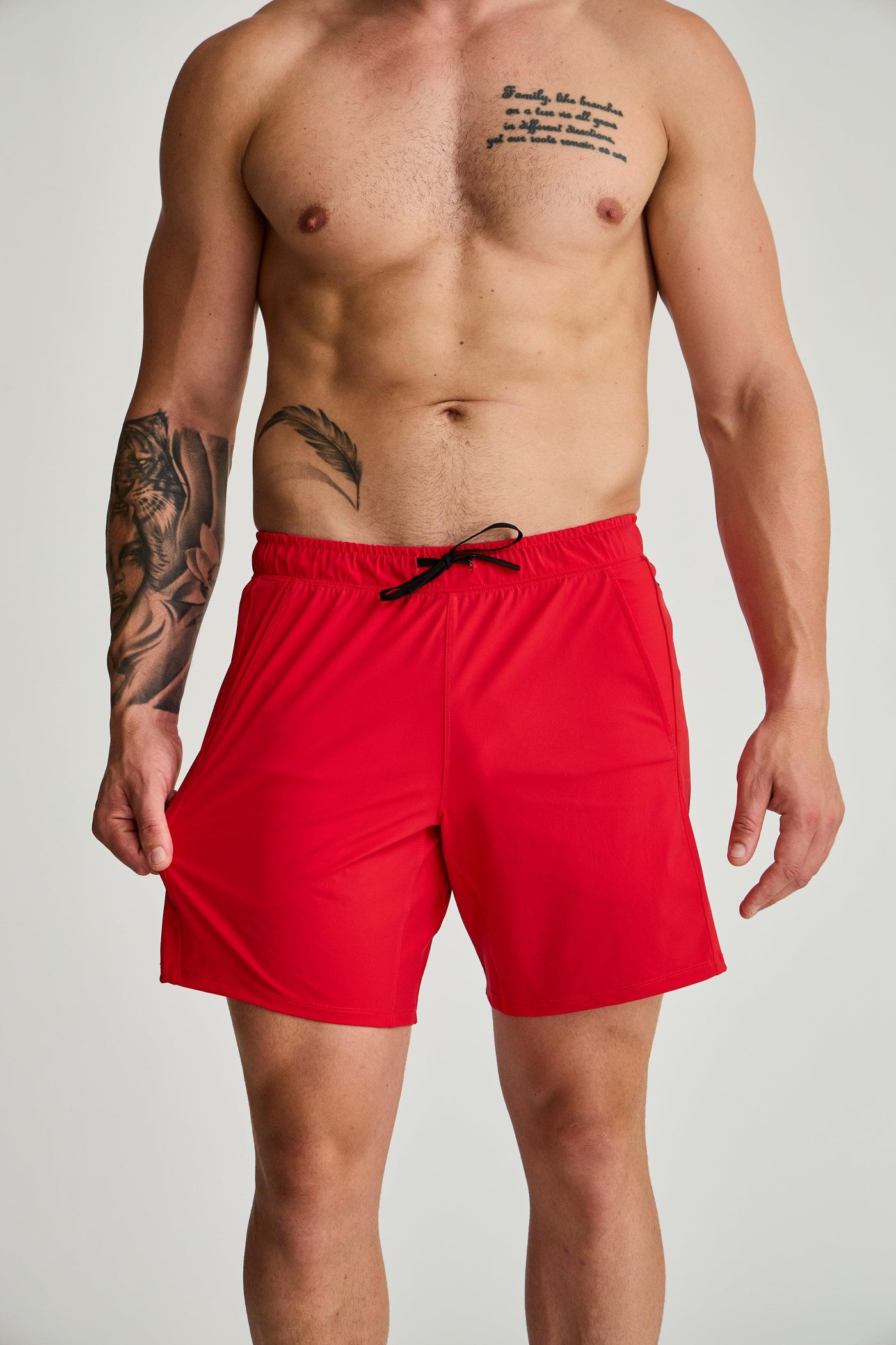 Cormac (6'1") is wearing size medium 7'' inseam