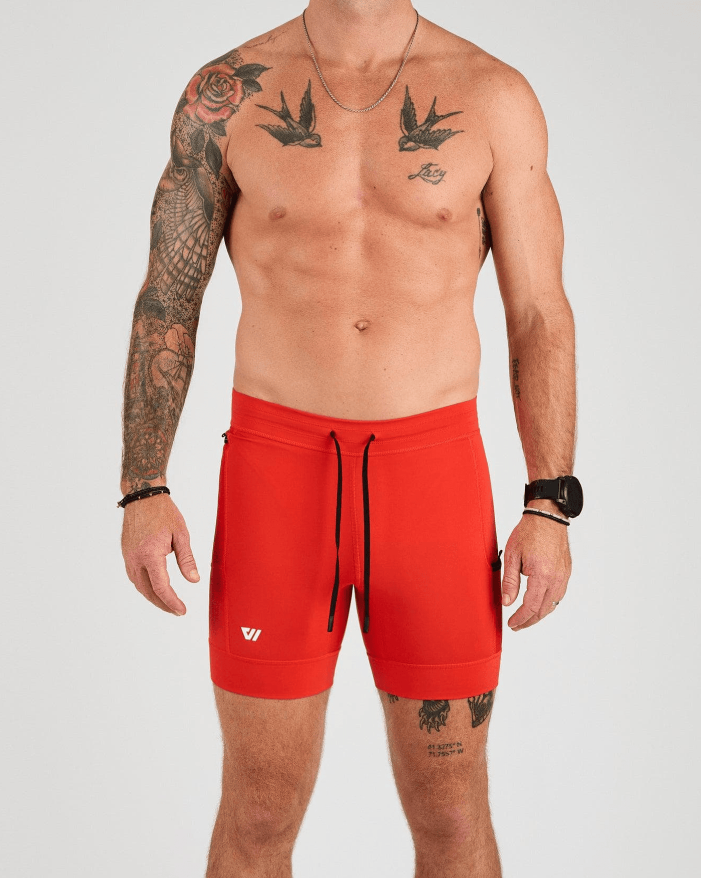 Conor (5’11") is wearing size medium 6" inseam
