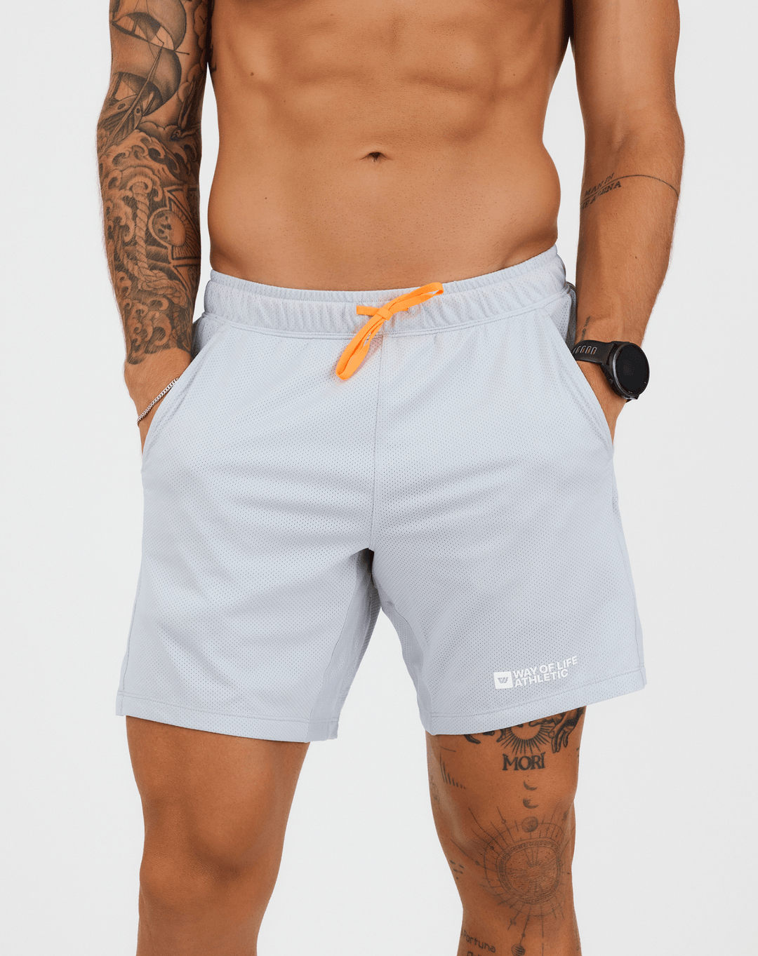 Signature Way of Life Mesh Warren Short in Stone Grey – WOLACO