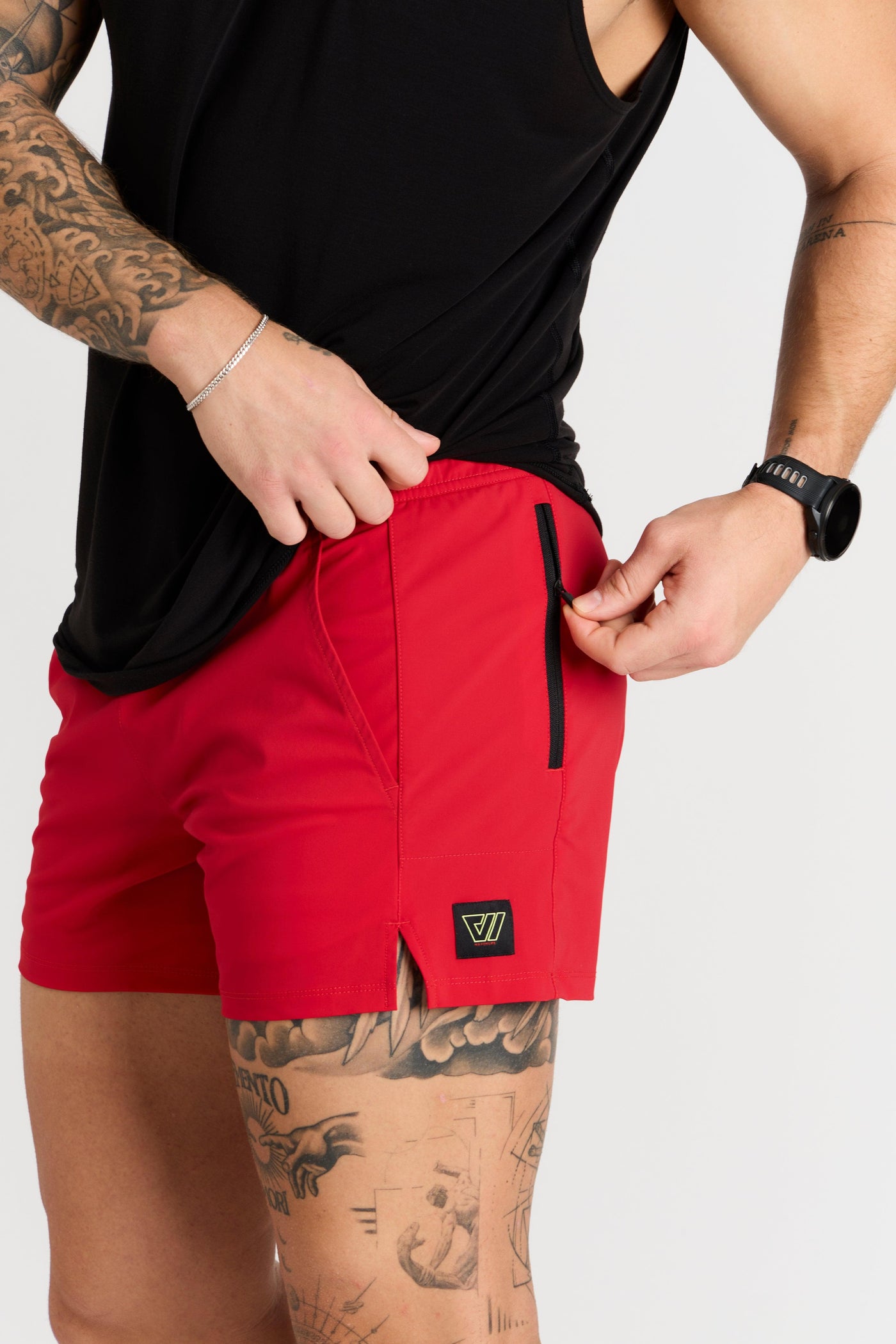 Trevor (6’) is wearing size medium 5" inseam