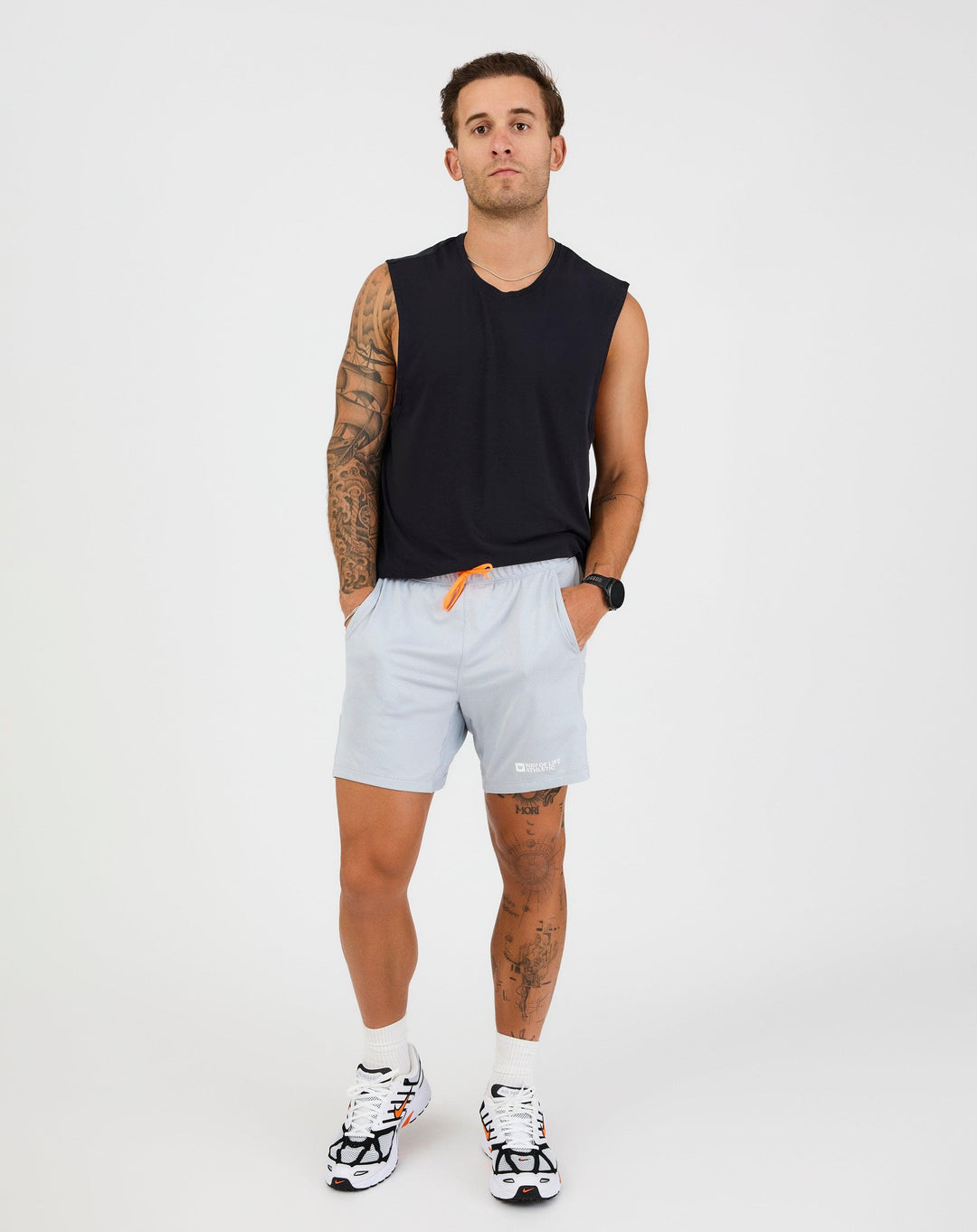 Signature Way of Life Mesh Warren Short in Stone Grey – WOLACO