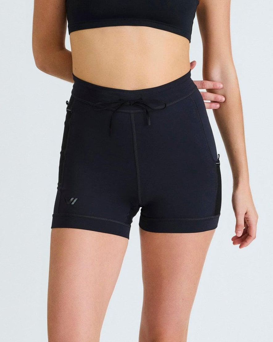 Olivia (5'8") is wearing size small 4" inseam