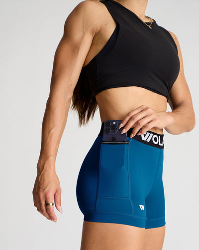 Meghan (5'8") is wearing size small 4" inseam