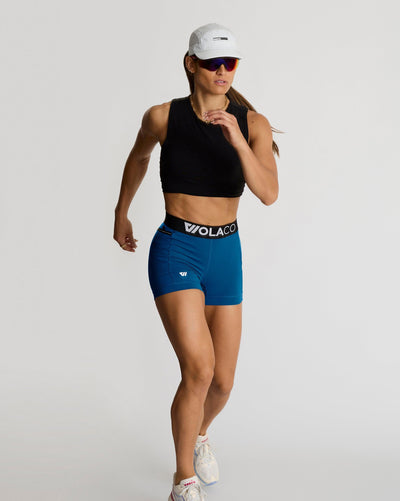 Meghan (5'8") is wearing size small 4" inseam
