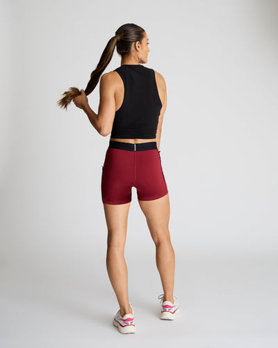 Meghan (5'8") is wearing size small 4" inseam