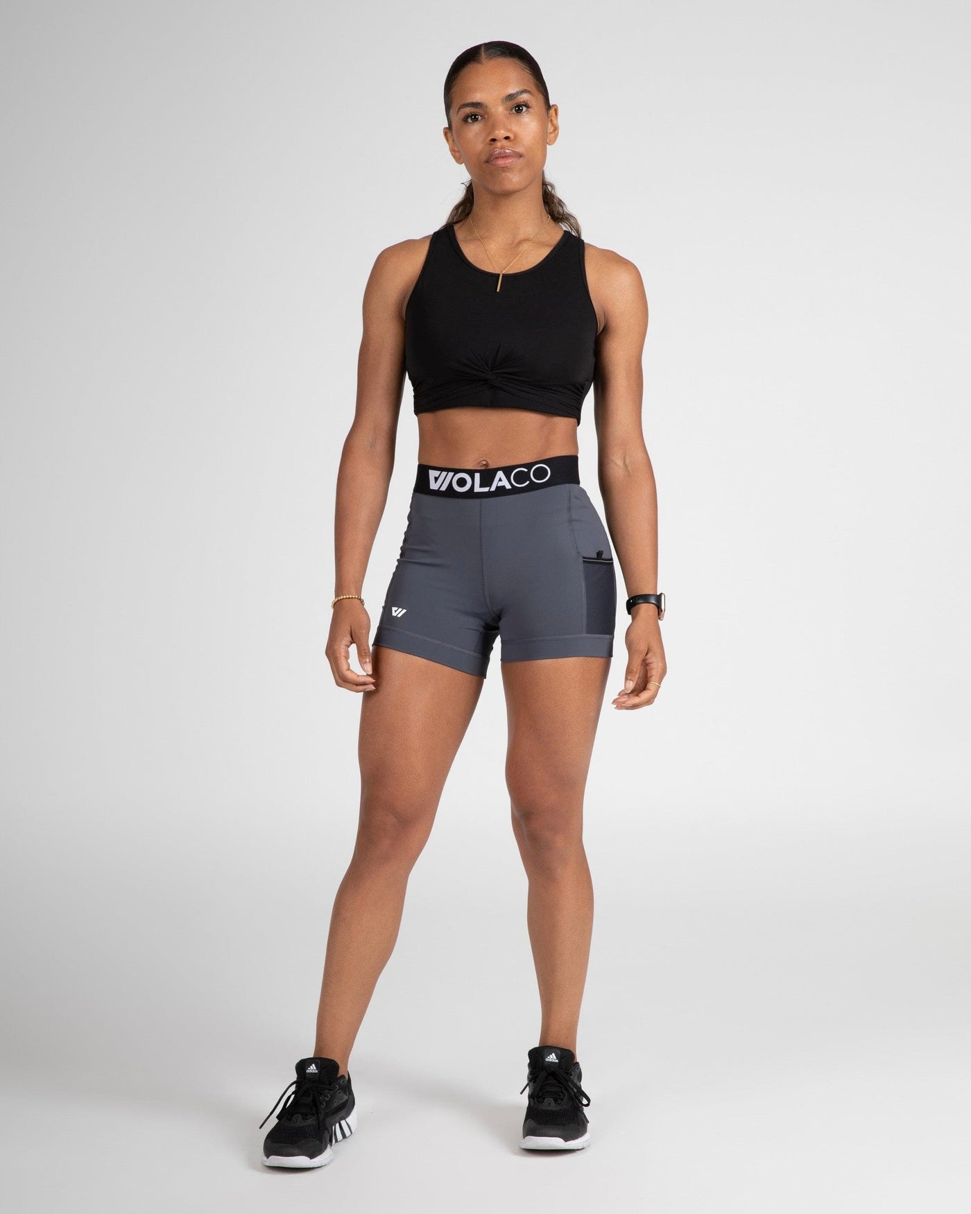 Model is wearing size small 4" inseam