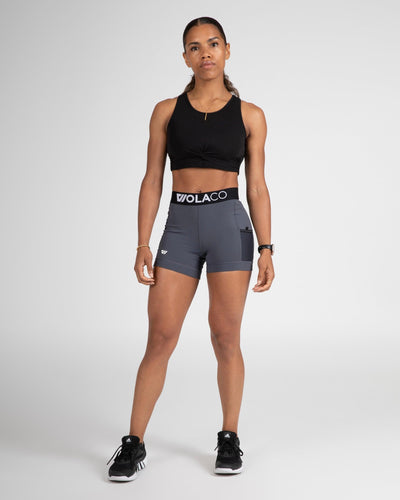 Model is wearing size small 4" inseam