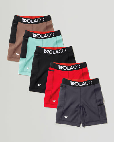 North Moore Biker Short 5-Pack (Black and Lava and Hudson Grey and Brownstone and Wave)