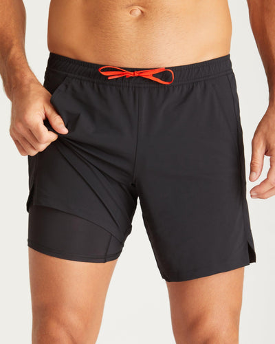 Nathaniel (6'1") is wearing size medium 7" inseam