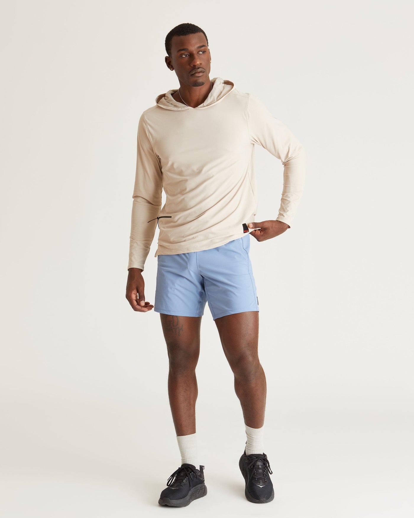 Mikael (6’3") is wearing size medium 7" inseam